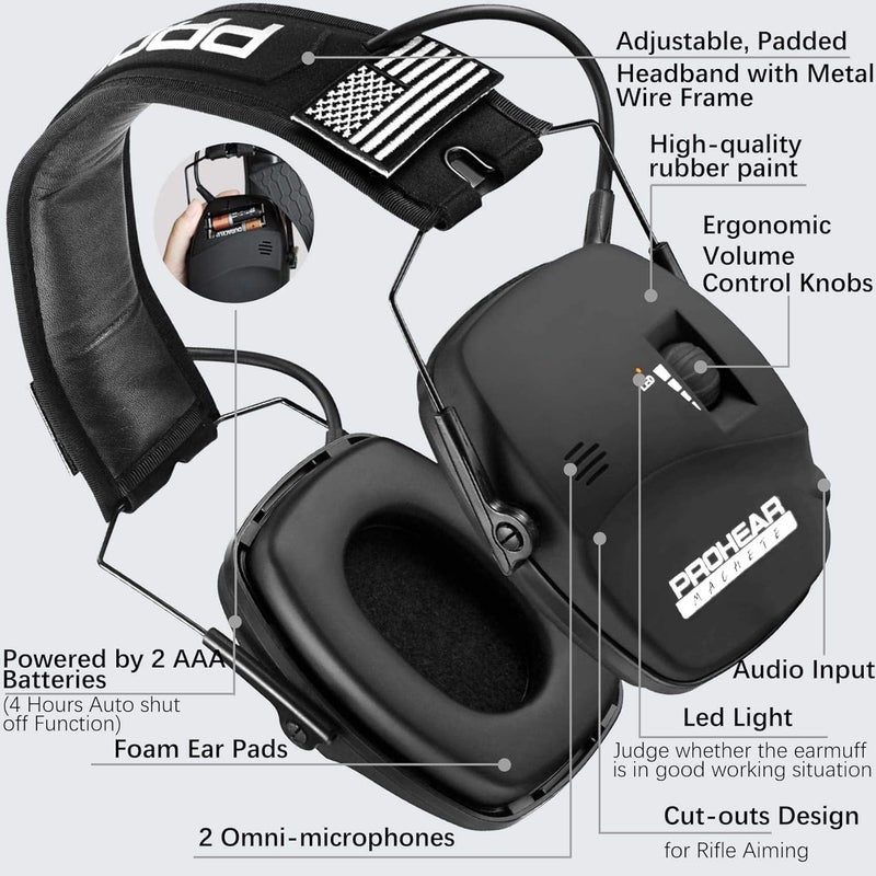 PROHEAR Digital Electronic Shooting Ear Protection 5X Sound Amplification Earmuffs, 23dB NRR Low Profile Noise Reduction Hearing Protection for Gun Range and Hunting, Black - Image 4